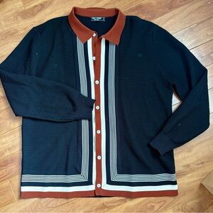 Men's Black and Brown Button-Up Vest